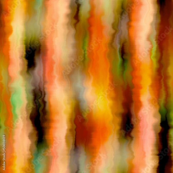 Fototapeta Bleed vertical stripe summer tie dye batik beach wear pattern. Seamless variegated gradient space dyed shibori effect. Washed out painterly trendy fashion print background. 