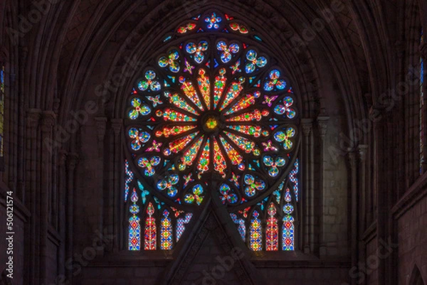Obraz Stained glass windows in a cathedral in Quito, Ecuador (the basilica of the national vow)