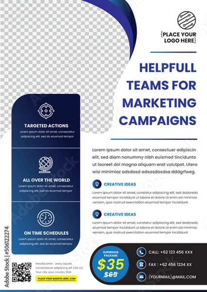 Fototapeta Blue Graphic, the modern design template for poster flyer brochure cover. Graphic design layout with round side of graphic elements and space for photo background