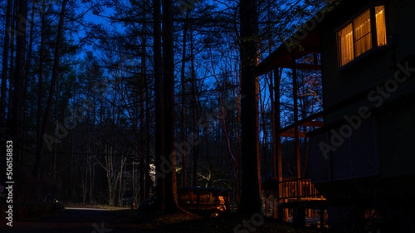 Fototapeta 軽井沢別荘の夜の風景