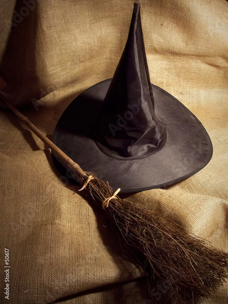 Obraz witch broom and hat