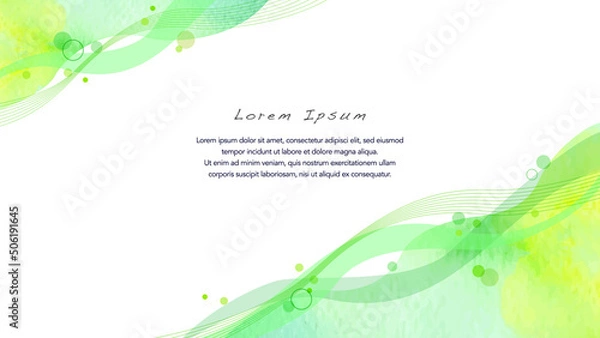 Fototapeta 透明水彩タッチの緑の波イメージの背景