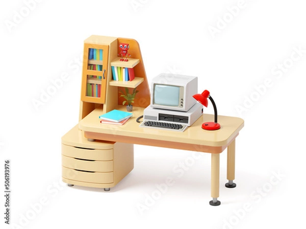 Fototapeta retro workspace with computer