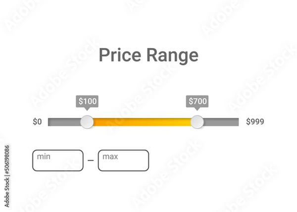 Fototapeta Price range filter. Design template for user interface, web site.