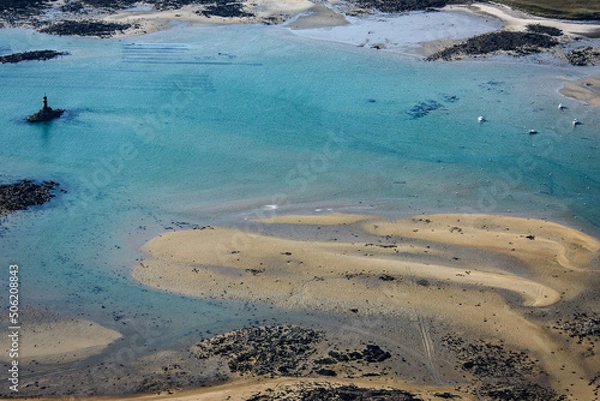 Fototapeta vue aérienne de la plage du Val André en Bretagne en France