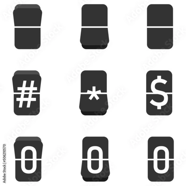 Obraz Interchangeable number icon number 0 and a square asterisk