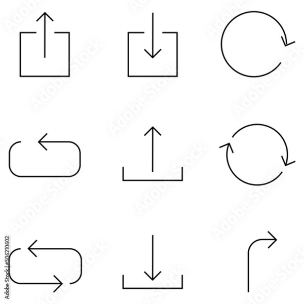 Fototapeta line icon about arrow upload square circle shape