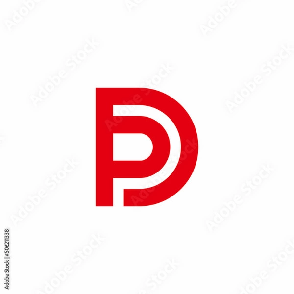 Obraz letter dp linked geometric red logo vector