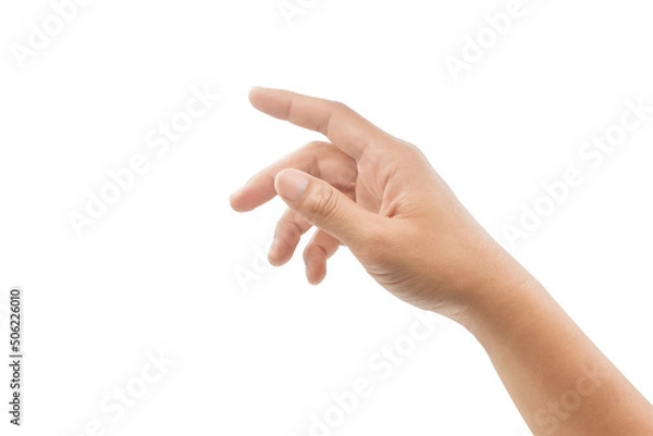 Fototapeta Man hand symbol showing isolated on white background. [Clipping path].