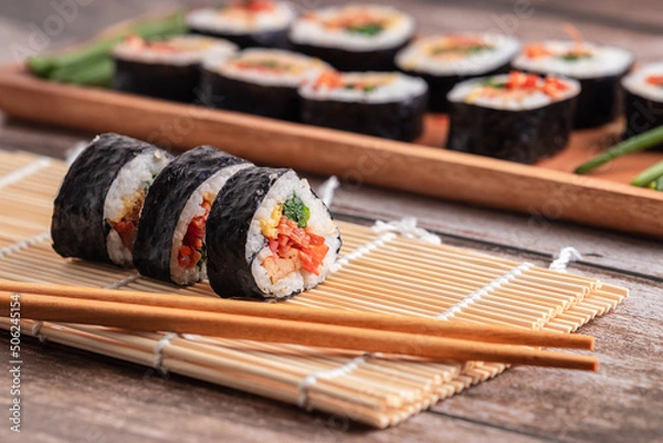 Obraz sushi on bamboo mat