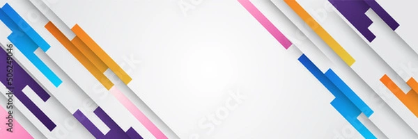 Fototapeta Abstract colorful polygon banner design template. Colorful tech web banner with geometric shapes backdrop and gradient colors. Vector graphic design banner pattern presentation background.