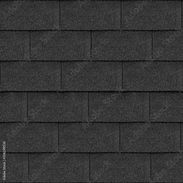 Obraz Roof tile seamless texture, roofing background, black color, classic style. 3D illustration, 3D render
