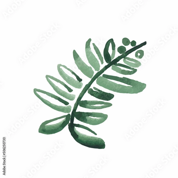 Fototapeta Leaf icons isolated on white background. Logo sign design. Modern brush ink illustration. Vector