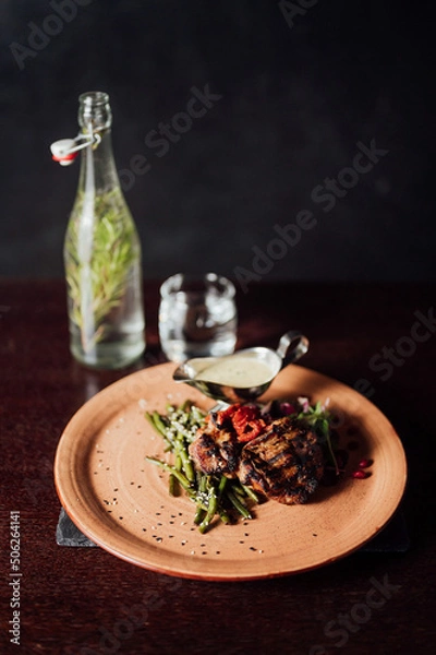 Obraz fried meat with sauce