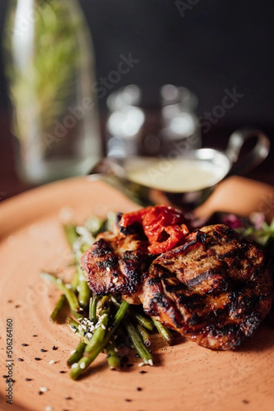 Obraz fried meat with sauce