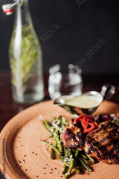 Obraz fried meat with sauce