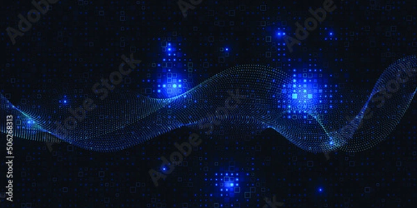 Obraz Vector illustrations of wave wireframe structure.Artificial intelligence and big data technology concepts.