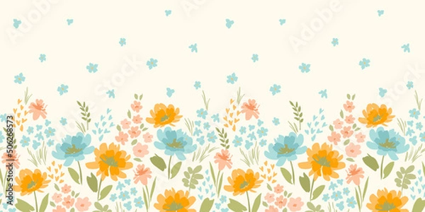Obraz Floral seamless border. Vector design for paper, cover, fabric, interior decor and other