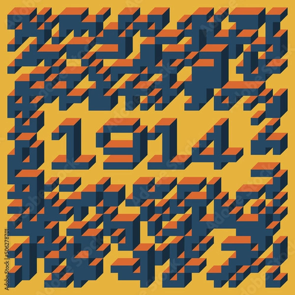Fototapeta 1914 Implementation of Edward Zajec “Il Cubo” from 1971. Essentially a Truchet tile set of 8 tiles and rules for placement art illustration