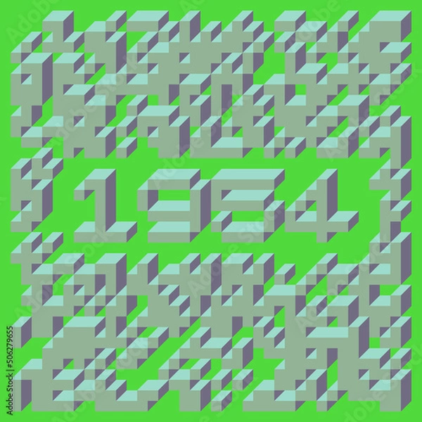 Fototapeta 1954 Implementation of Edward Zajec “Il Cubo” from 1971. Essentially a Truchet tile set of 8 tiles and rules for placement art illustration