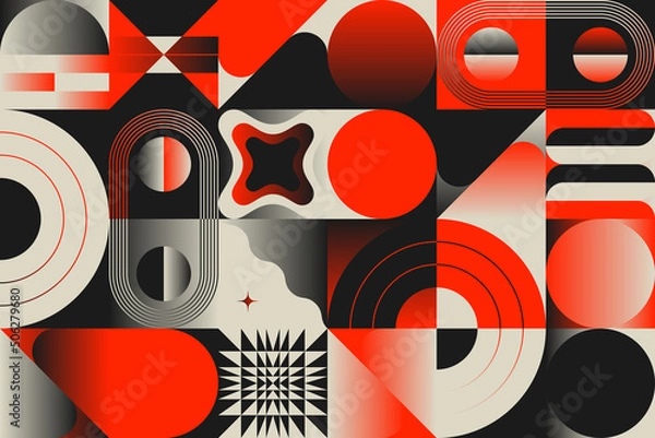 Obraz Bauhaus Inspired Graphic Pattern Artwork Made With Abstract Vector Geometric Shapes