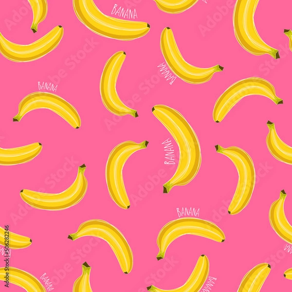 Fototapeta Summer seamless pattern. Bright print with banana style.