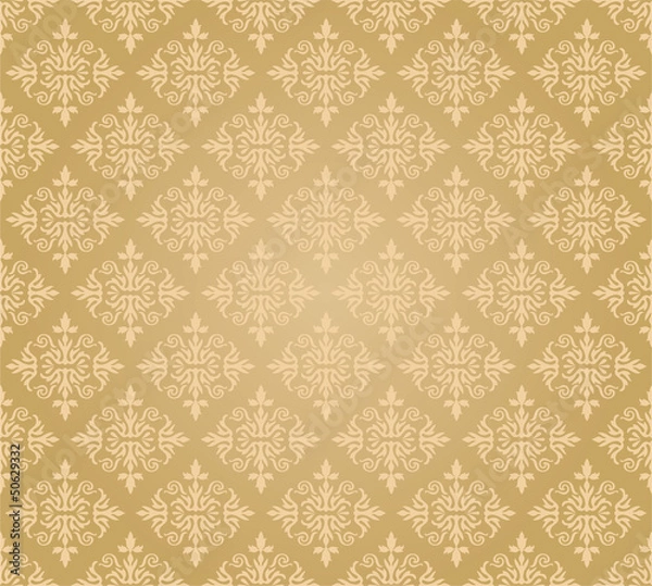 Obraz Seamless golden floral wallpaper diamond pattern