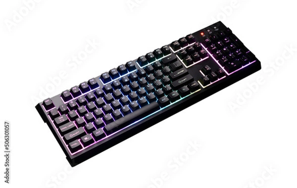 Obraz gaming keyboard with backlight isolated on a white background