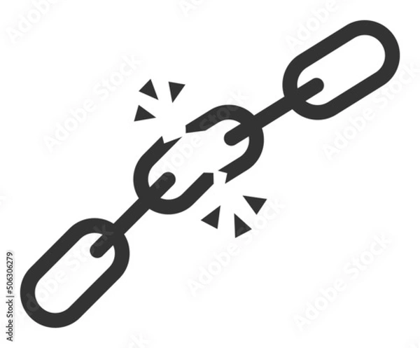 Fototapeta Broken chain vector illustration. Flat illustration iconic design of broken chain, isolated on a white background.