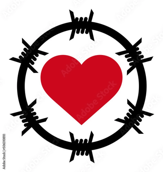 Fototapeta Love jail vector illustration. Flat illustration iconic design of love jail, isolated on a white background.