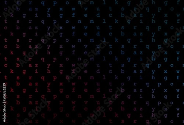 Fototapeta Dark blue, red vector pattern with ABC symbols.