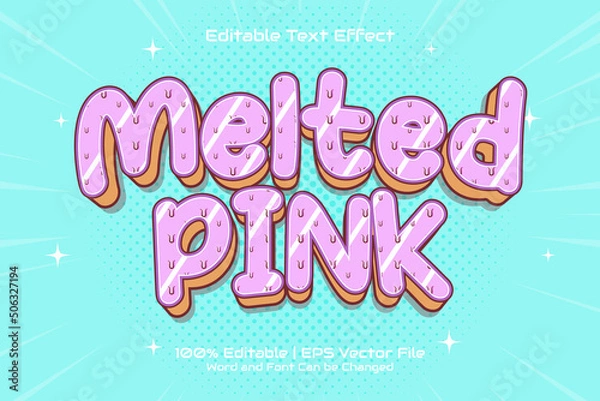 Obraz Editable text effect - Melted Pink 3D Flat cartoon style