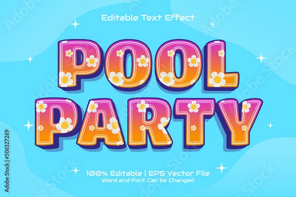 Obraz Editable text effect - Pool Party 3D Flat cartoon style