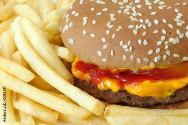 Obraz cheddar hamburger with fries