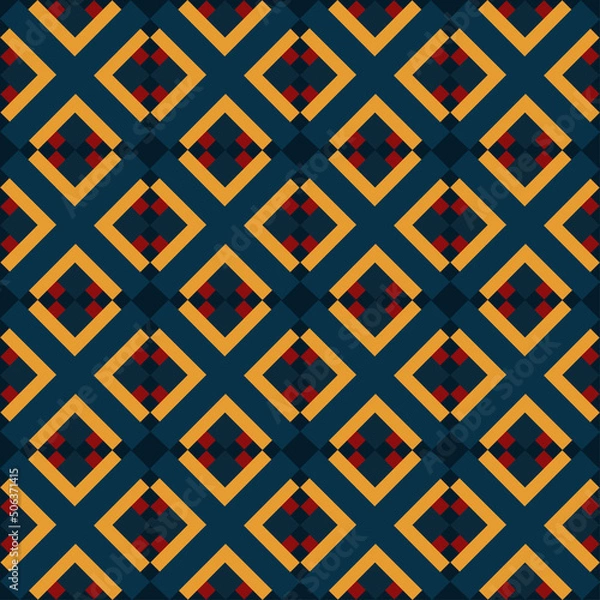 Fototapeta Abstract geometric block and squares pattern. Seamless mosaic and tile. Vector illustration