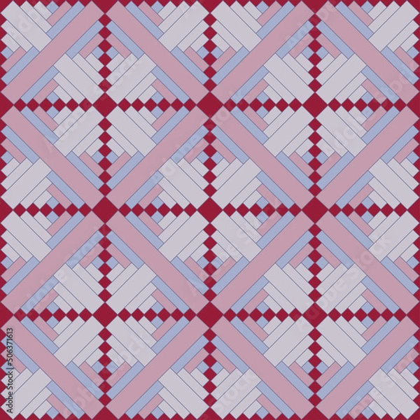Fototapeta Abstract geometric block and squares pattern. Seamless mosaic and tile. Vector illustration