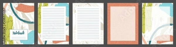 Fototapeta Set of page templates. Abstract Backgrounds for notebooks, notepads, diaries.