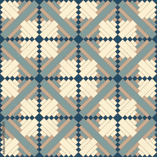 Fototapeta Abstract geometric block and squares pattern. Seamless mosaic and tile. Vector illustration