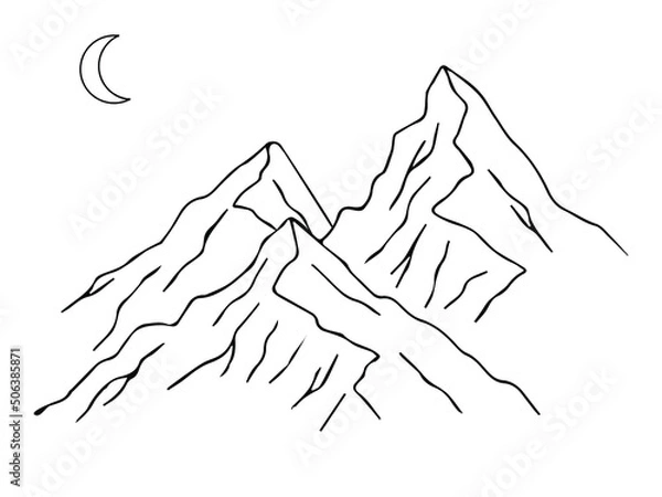 Fototapeta mountain vector isolated illustration contour hand drawn mountainous terrain