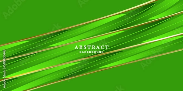 Obraz Abstract green and gold background with leaves