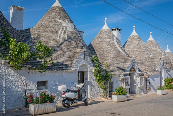 Fototapeta Alberobello is a small town in Apulia, southern Italy. It is famous for its unique trullo buildings.
