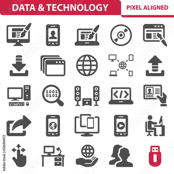 Fototapeta Data, Technology Icons. Electronics Icon Set