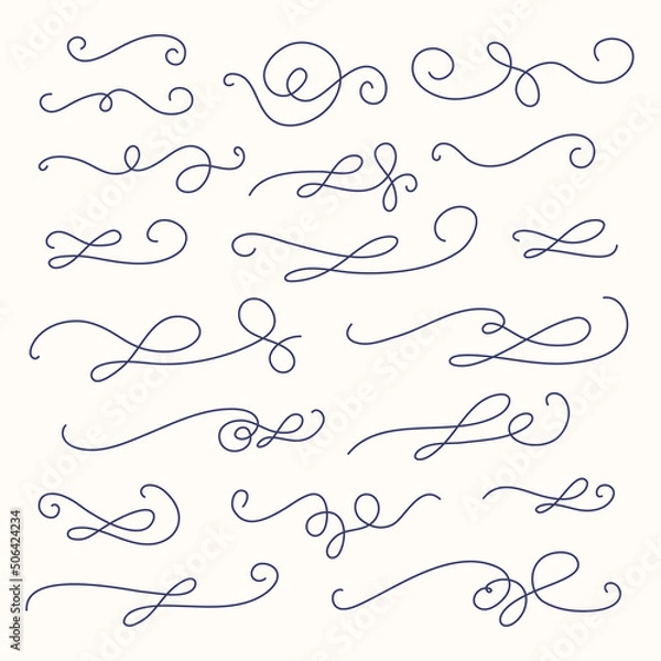 Fototapeta Vintage flourish decorative art set. Swirl Frames.