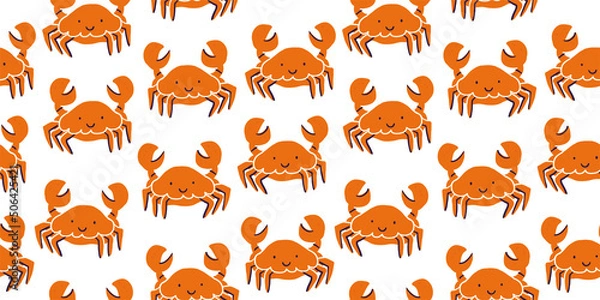 Obraz summer vector pattern cute childish kids pattern design crabs sea mew sea gull wrapping paper design background fun fabric seamless animal marine nautical wallpaper art illustration beach