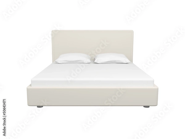 Fototapeta Double white bed.
