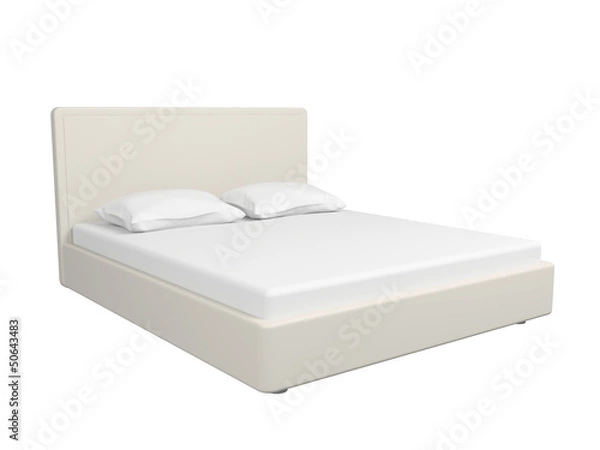 Fototapeta Double white bed.