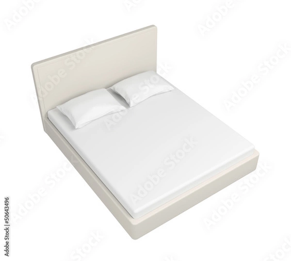 Fototapeta Double white bed.