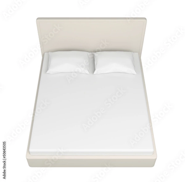 Fototapeta Double white bed.
