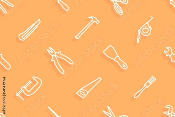 Fototapeta Seamless pattern on the theme of tools and repairs.