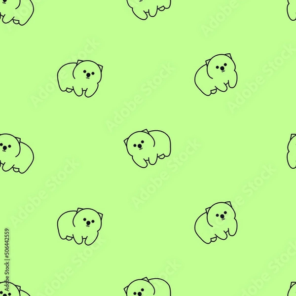 Fototapeta Vector pattern with wombats, cute pattern, seamless pattern, funny animal pattern